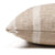 Side view of Caspian pillow cover showing taupe and beige stripes on the front and back of pillow cover, separated by invisible zipper.