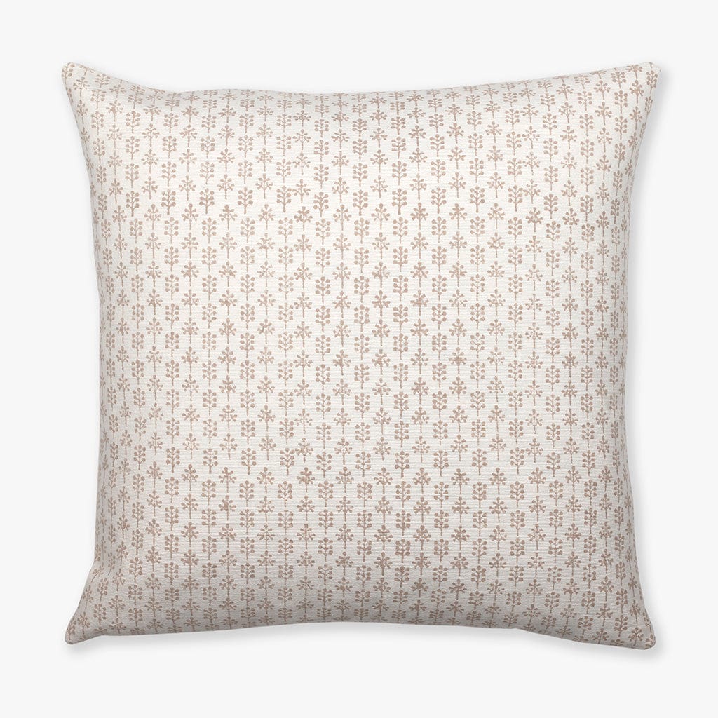 Colin and Finn&#39;s Odette Pillow Cover, featuring a delicate taupe floral pattern on a creamy backdrop, brings artisanal charm to your space.Experience luxury with every detail