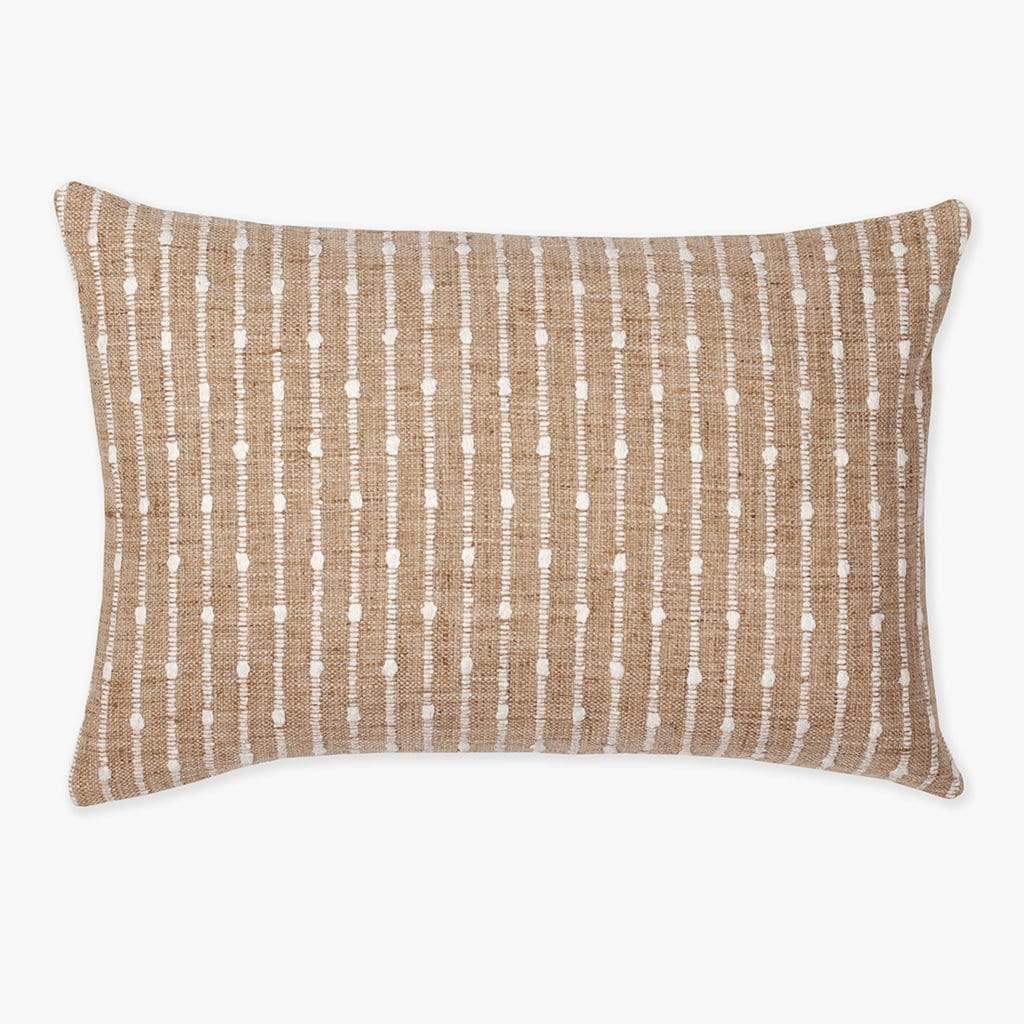 Bardot lumbar pillow cover by Colin and Finn. burlap brown with vertical white stripes.