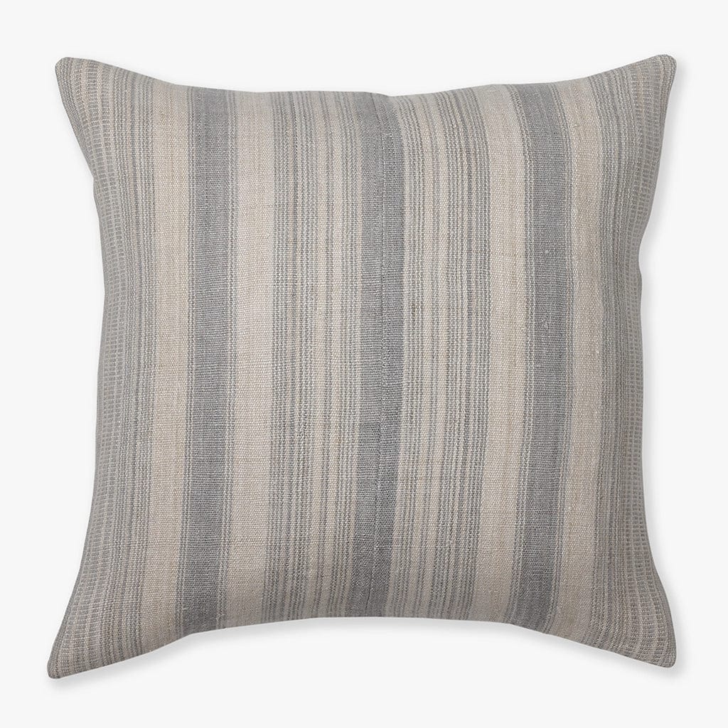 The Felicity pillow cover from Colin and Finn. A gray hemp handwoven stripe on a natural fabric