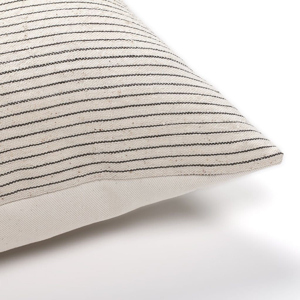 Linen Lumbar Pillow - Charcoal Stripe